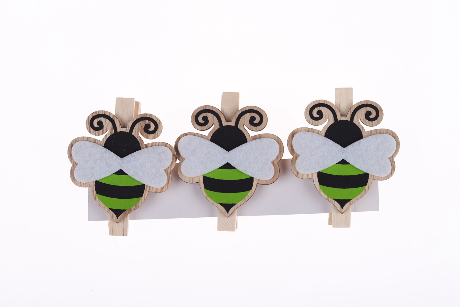 Juego de 3 pinzas de madera con forma de abeja para Pascua, para postales, fotos, decoración de fiestas 7