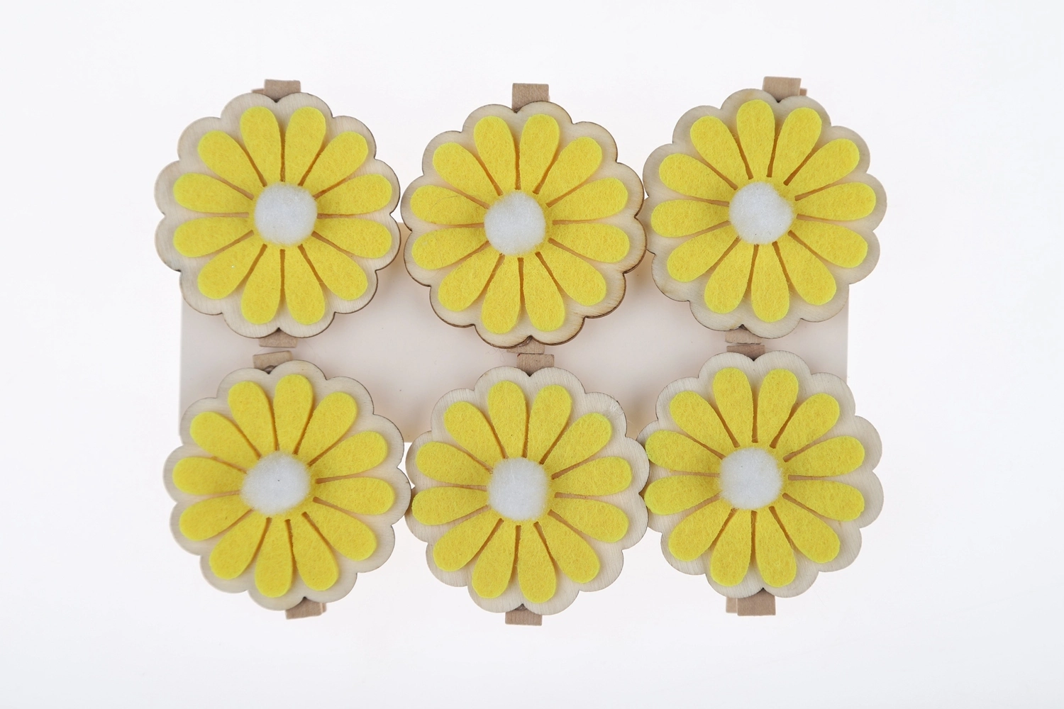 Juego de 6 pinzas de madera con flores de colores para Pascua, para postales de primavera, fotos, de fieltro, para decoración de fiestas 1