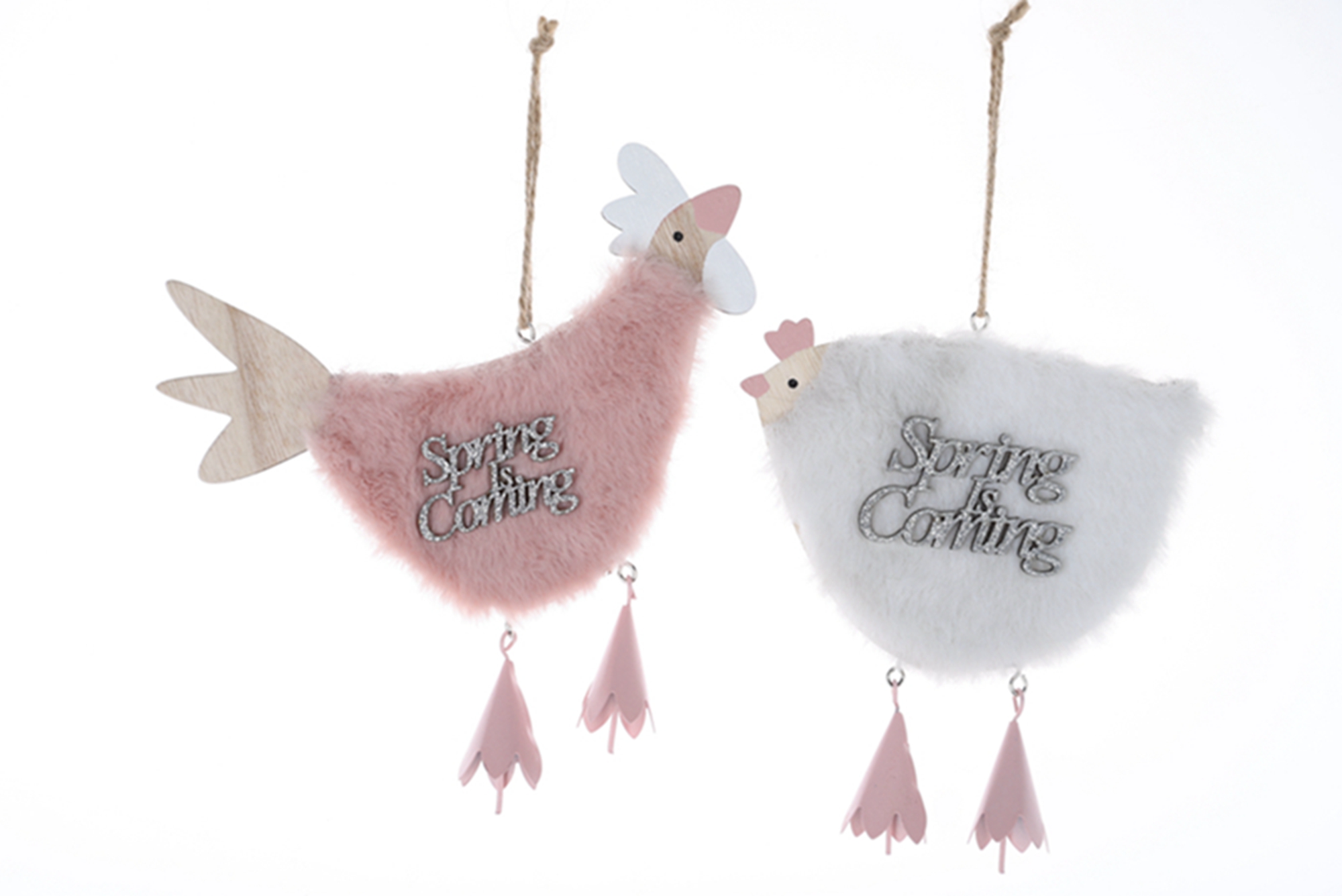 Adornos de Pascua: Pollitos de madera para el hogar, colgantes decorativos de madera con cuerda. 4