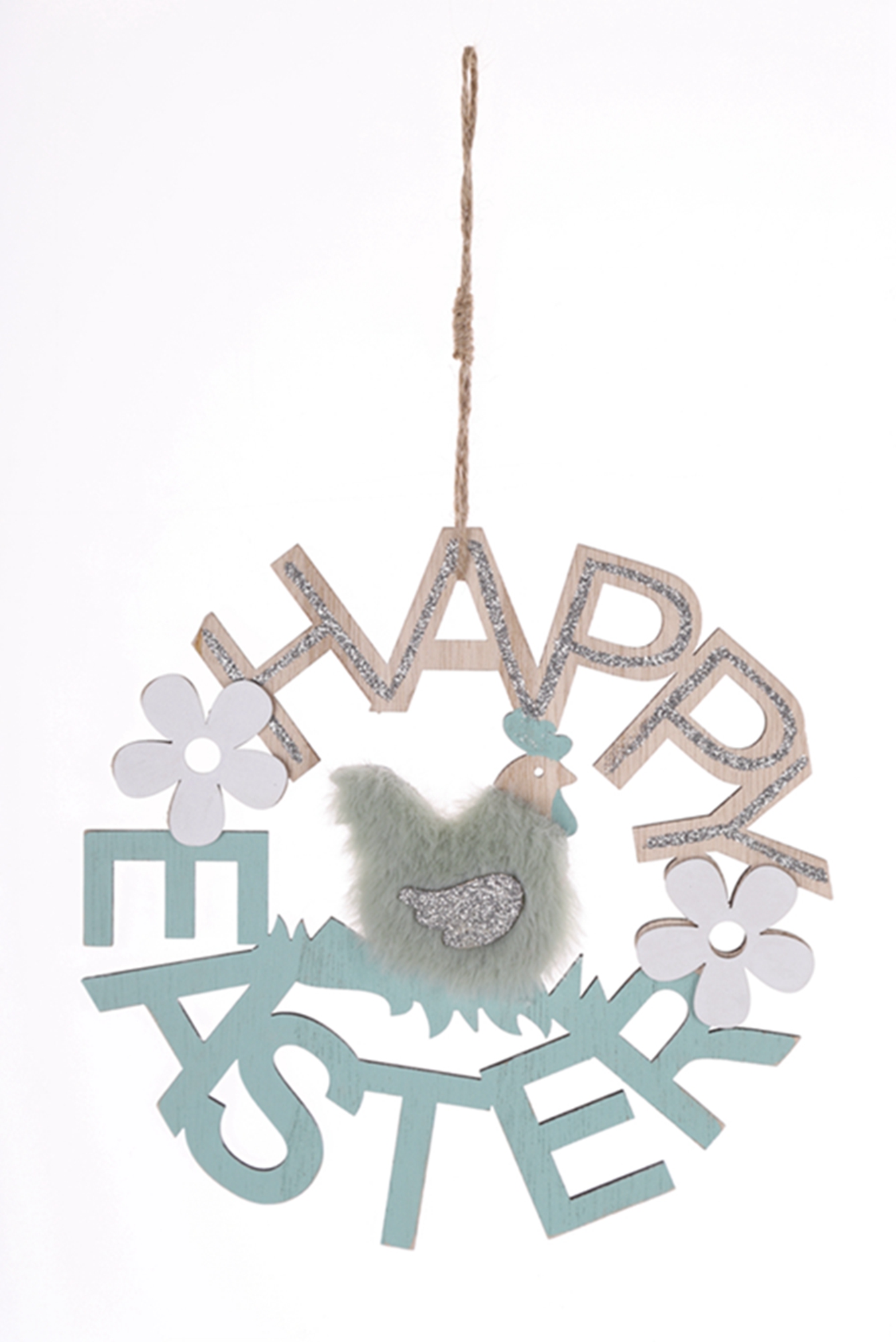 Adornos de Pascua: Pollitos de madera para el hogar, colgantes decorativos de madera con cuerda. 2