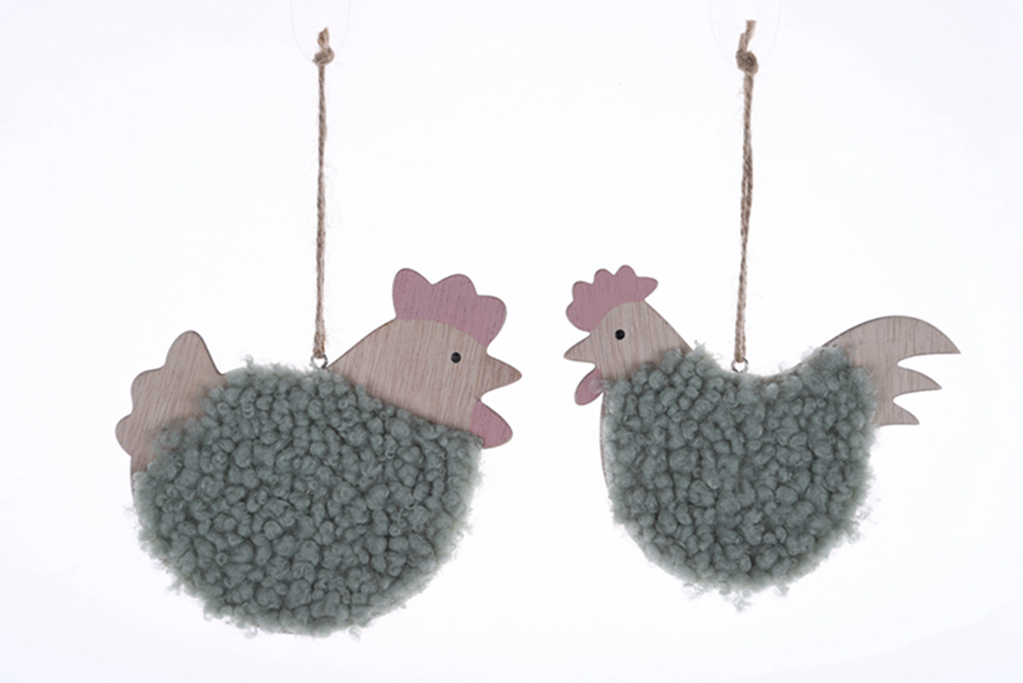 Adornos de Pascua: Pollitos de madera para el hogar, colgantes decorativos de madera con cuerda. 9