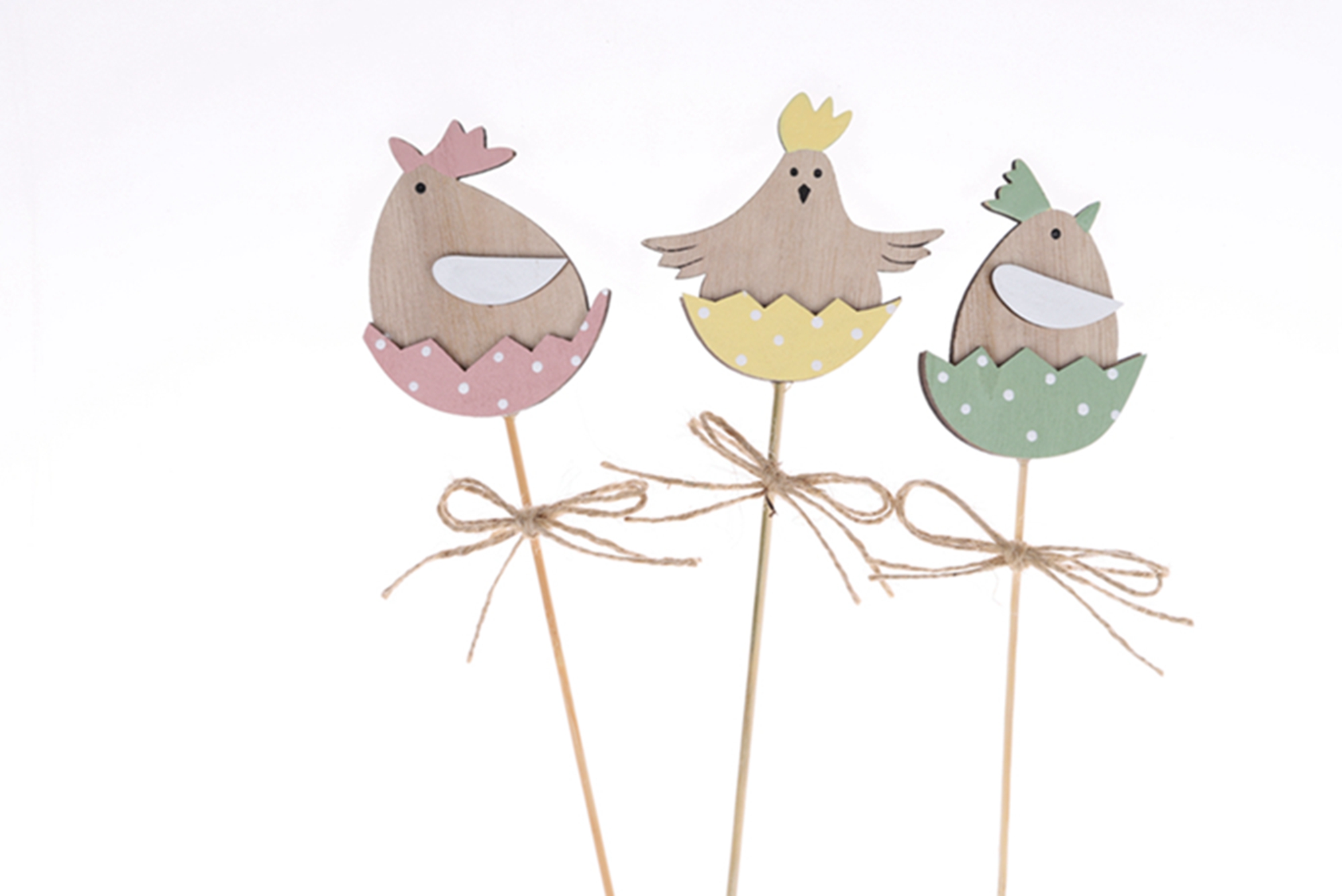Palillos de madera de primavera, palillos de pollitos, palillos de huevos de Pascua, decoraciones para el hogar 2