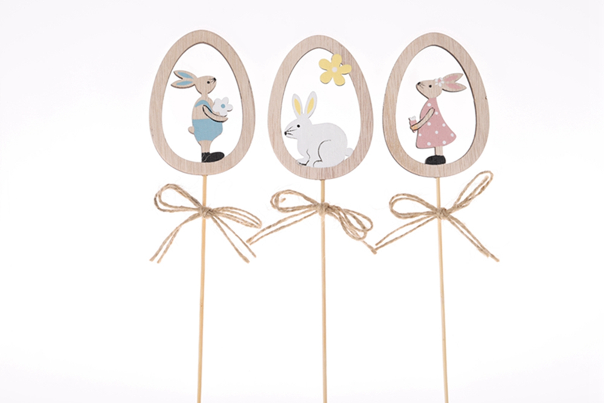 Palillos de madera de primavera, esquejes de conejo de Pascua, adornos para el hogar 1