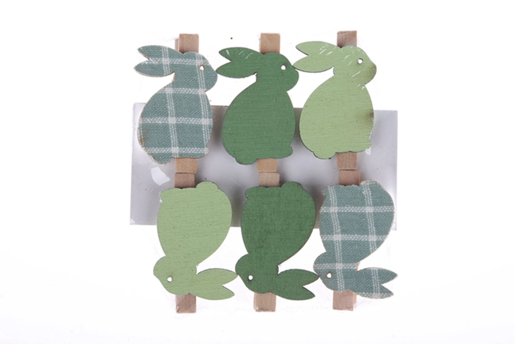 Clip de madera para fotos de conejito de Pascua con mariposa verde, clip decorativo para postales 1