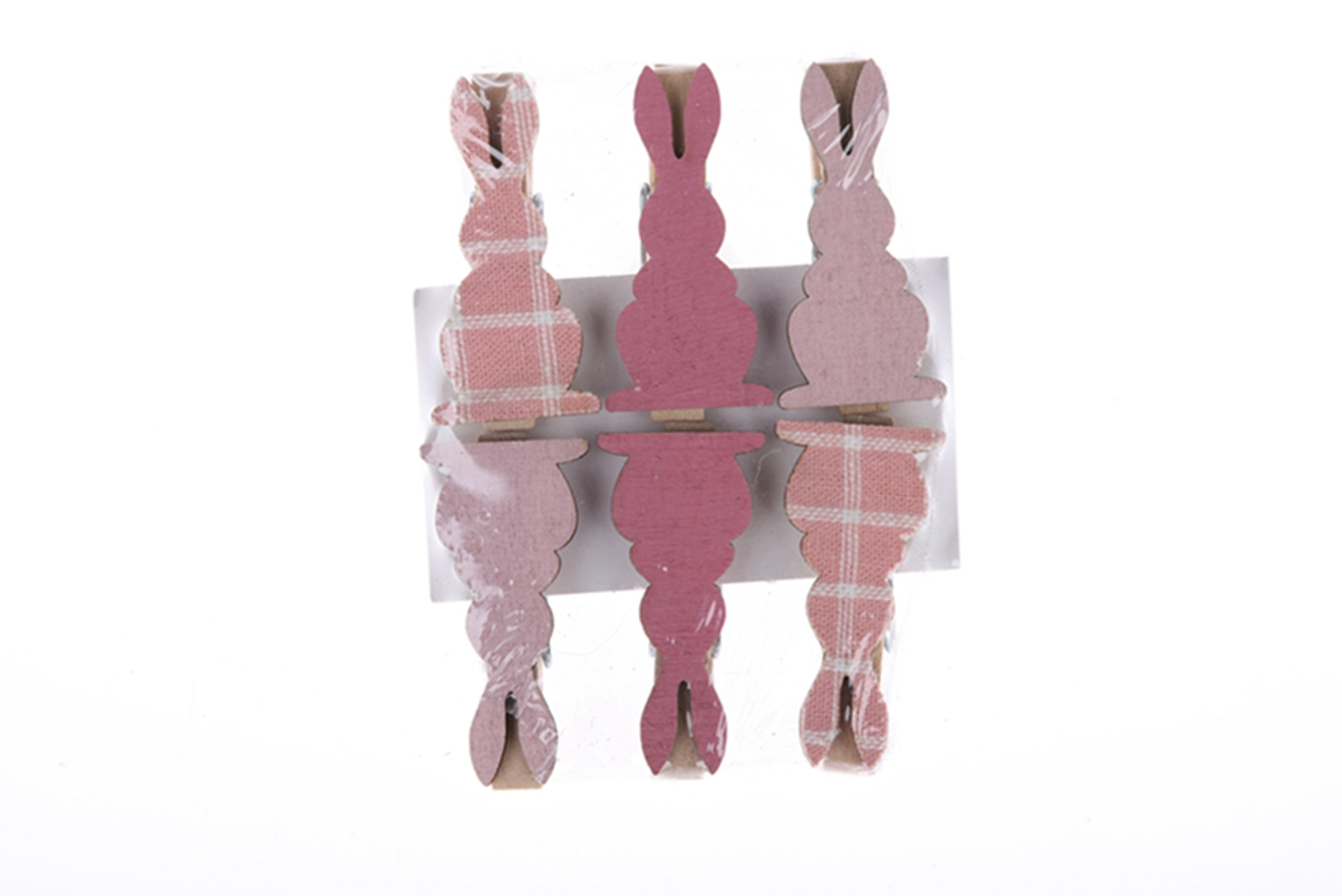 Clip de madera para fotos de conejito de Pascua con mariposa rosa, clip decorativo para postales 1