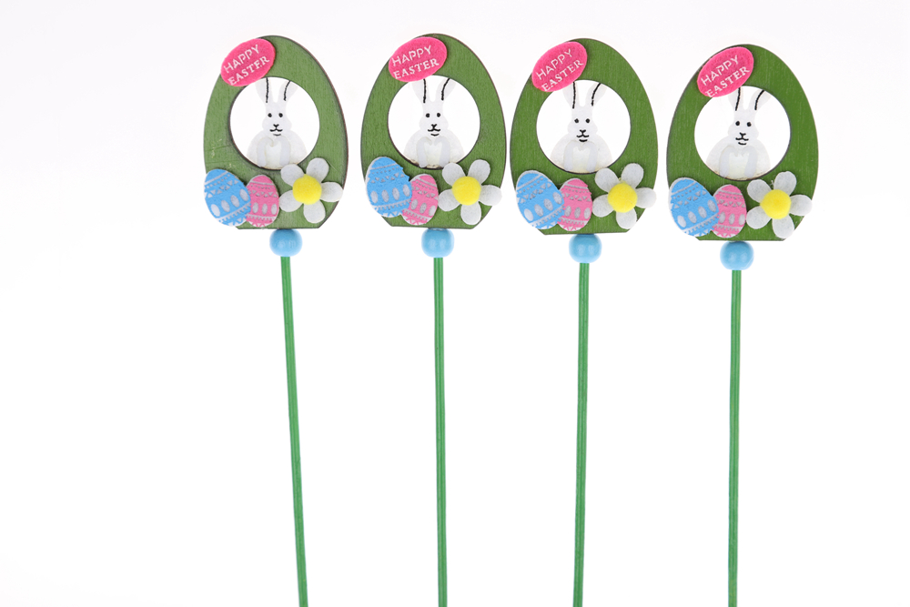 Palillos de madera para Pascua: Palillos de conejo y gnomo, decoraciones para el hogar de Pascua 2