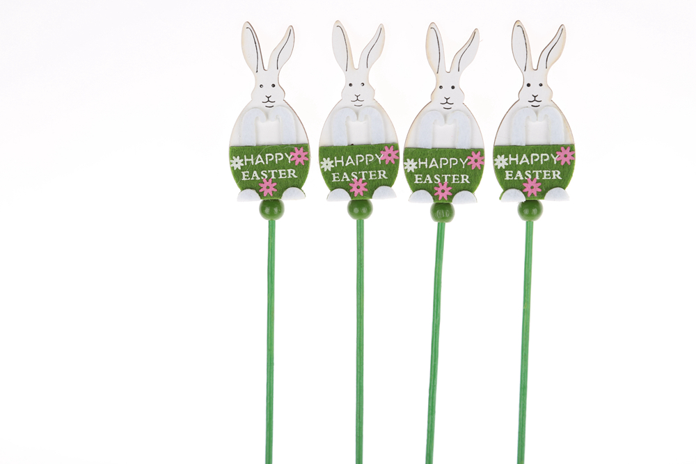 Palillos de madera para Pascua: Palillos de conejo y gnomo, decoraciones para el hogar de Pascua 3