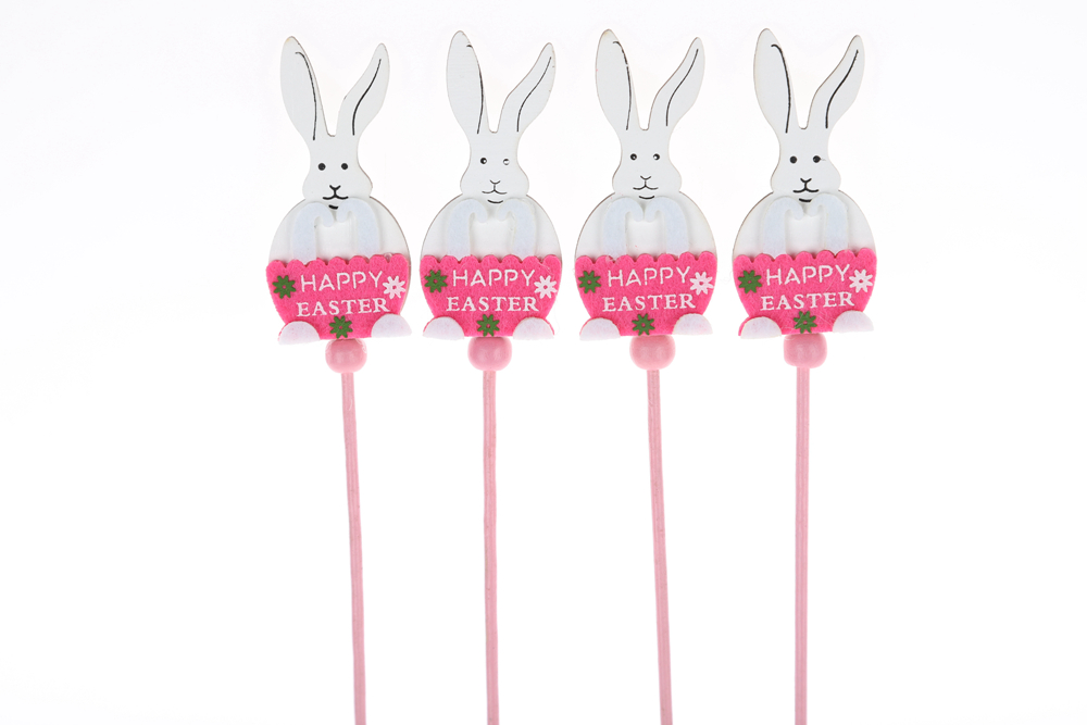 Palillos de madera para Pascua: Palillos de conejo y gnomo, decoraciones para el hogar de Pascua 5