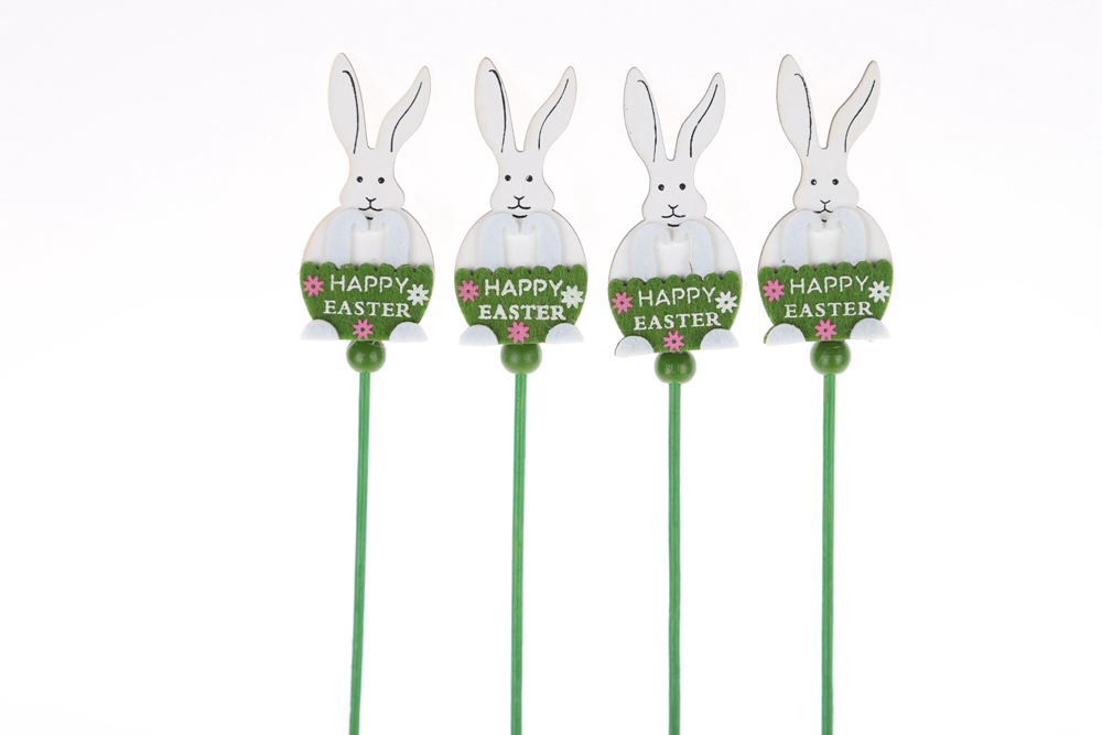Palillos de madera para Pascua: Palillos de conejo y gnomo, decoraciones para el hogar de Pascua 4