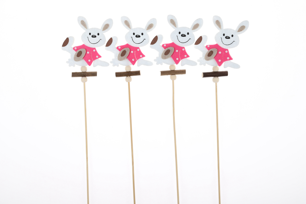 Palillos de madera para Pascua: Palillos de conejo y gnomo, decoraciones para el hogar de Pascua 8