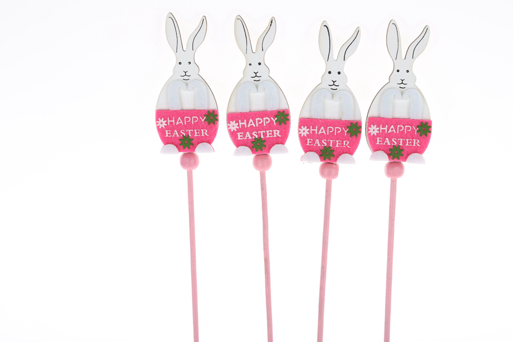 Palillos de madera para Pascua: Palillos de conejo y gnomo, decoraciones para el hogar de Pascua 6