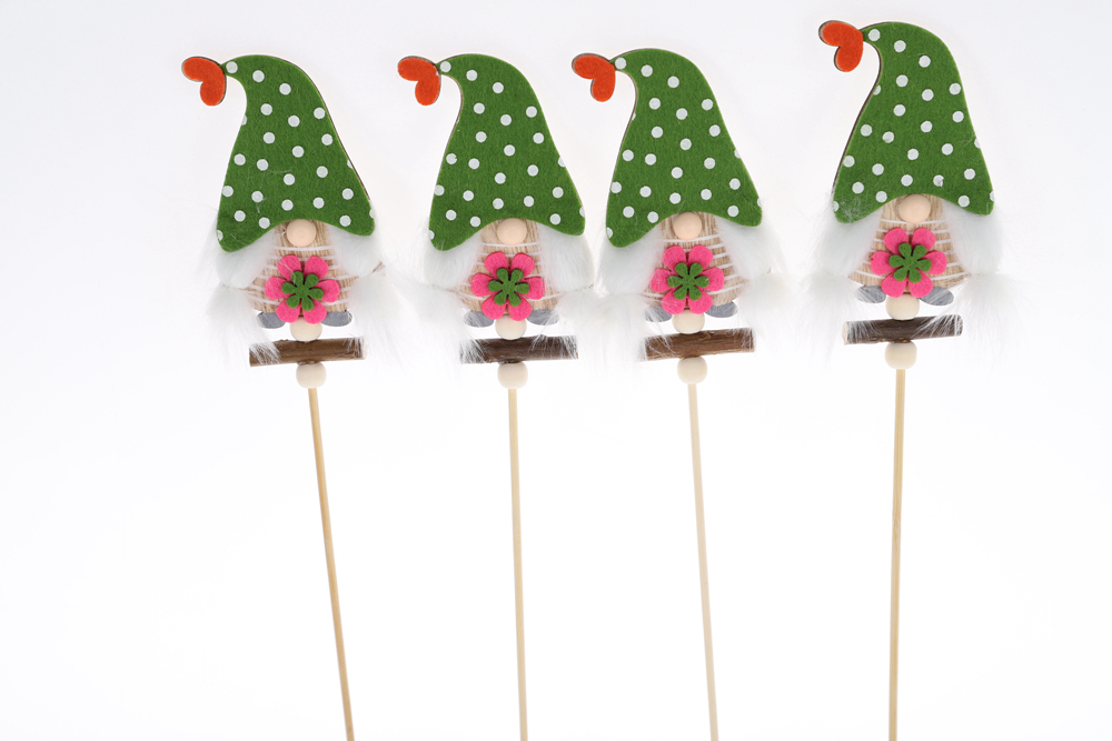 Palillos de madera para Pascua: Palillos de conejo y gnomo, decoraciones para el hogar de Pascua 9