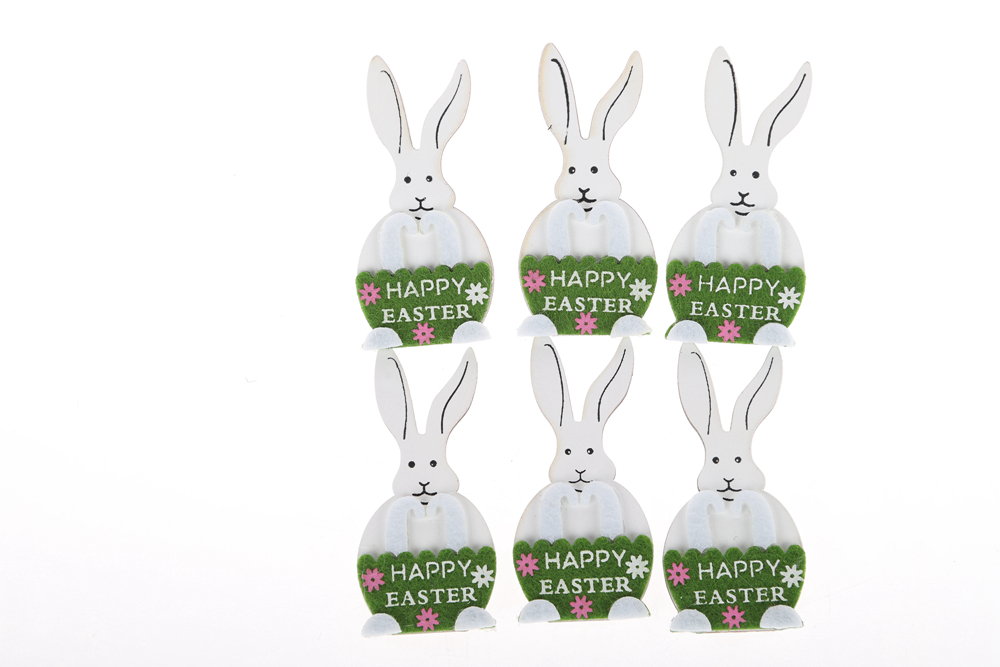 Gnomo de papel autoadhesivo de conejo, artesanía de madera, suministros decorativos para fiestas 3