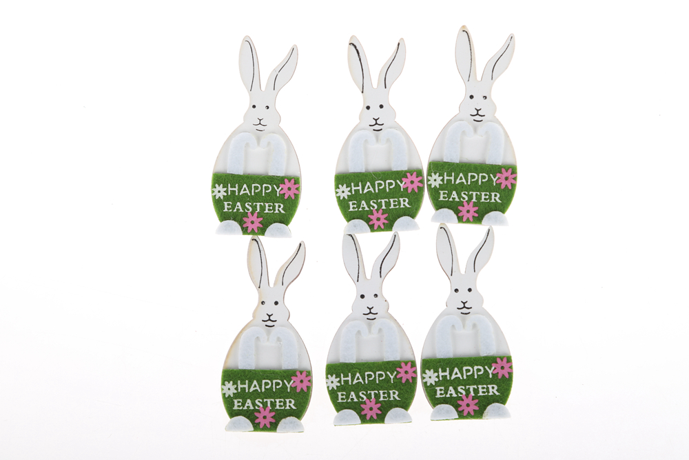 Gnomo de papel autoadhesivo de conejo, artesanía de madera, suministros decorativos para fiestas 5