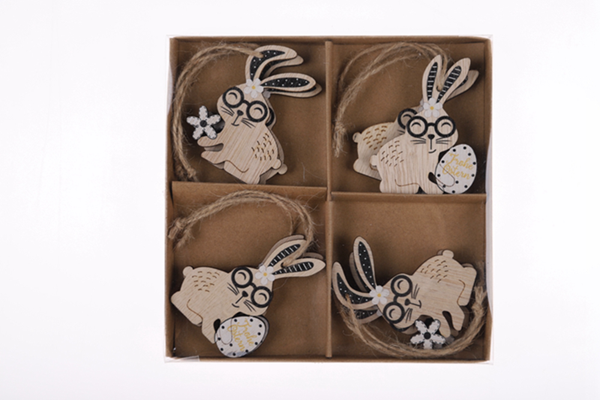 Niedlicher Kaninchen-Anhänger, Ostern, aus Holz, zum Aufhängen, Wanddekoration, Heimdekoration 1