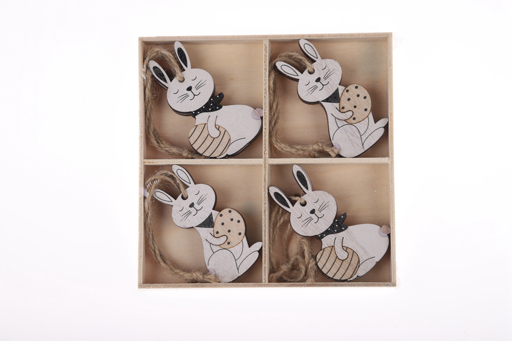 Niedlicher Kaninchen-Anhänger, Ostern, aus Holz, zum Aufhängen, Wanddekoration, Heimdekoration 8