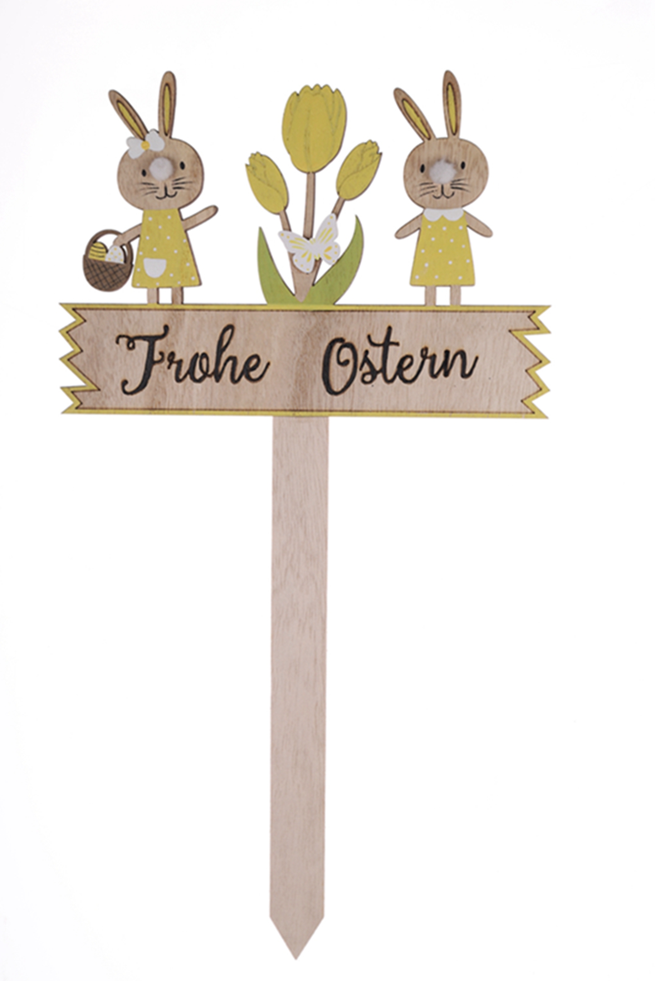 Lindos adornos de conejo, púas de conejo, manualidades de madera de Pascua, decoración de jardín al aire libre 2