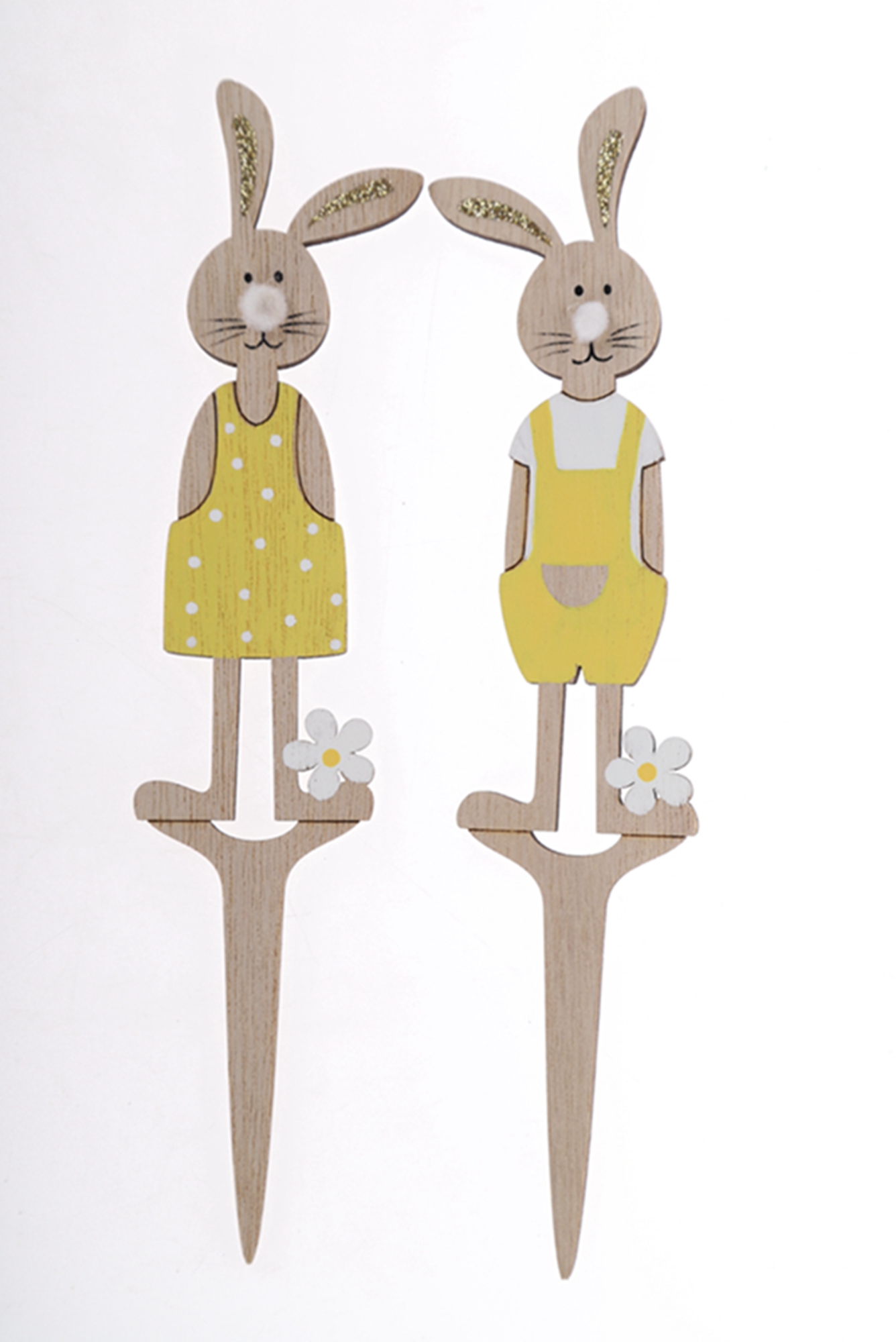 Lindos adornos de conejo, púas de conejo, manualidades de madera de Pascua, decoración de jardín al aire libre 3