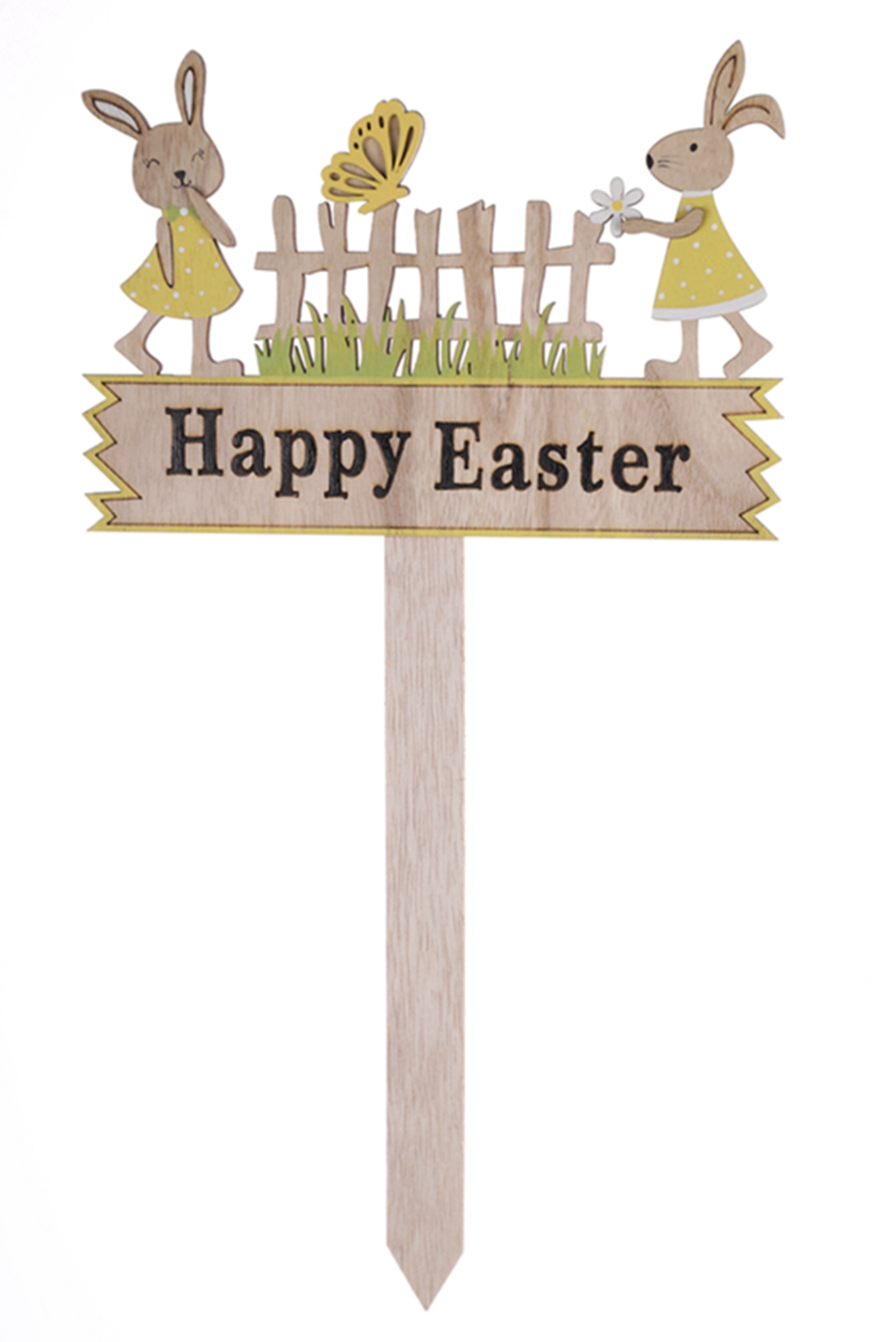 Lindos adornos de conejo, púas de conejo, manualidades de madera de Pascua, decoración de jardín al aire libre 4