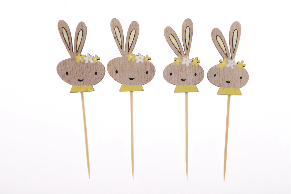 Lindos adornos de conejo, púas de conejo, manualidades de madera de Pascua, decoración de jardín al aire libre 9