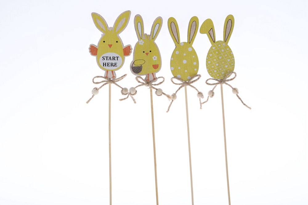 Lindos adornos de conejo, púas de conejo, manualidades de madera de Pascua, decoración de jardín al aire libre 8