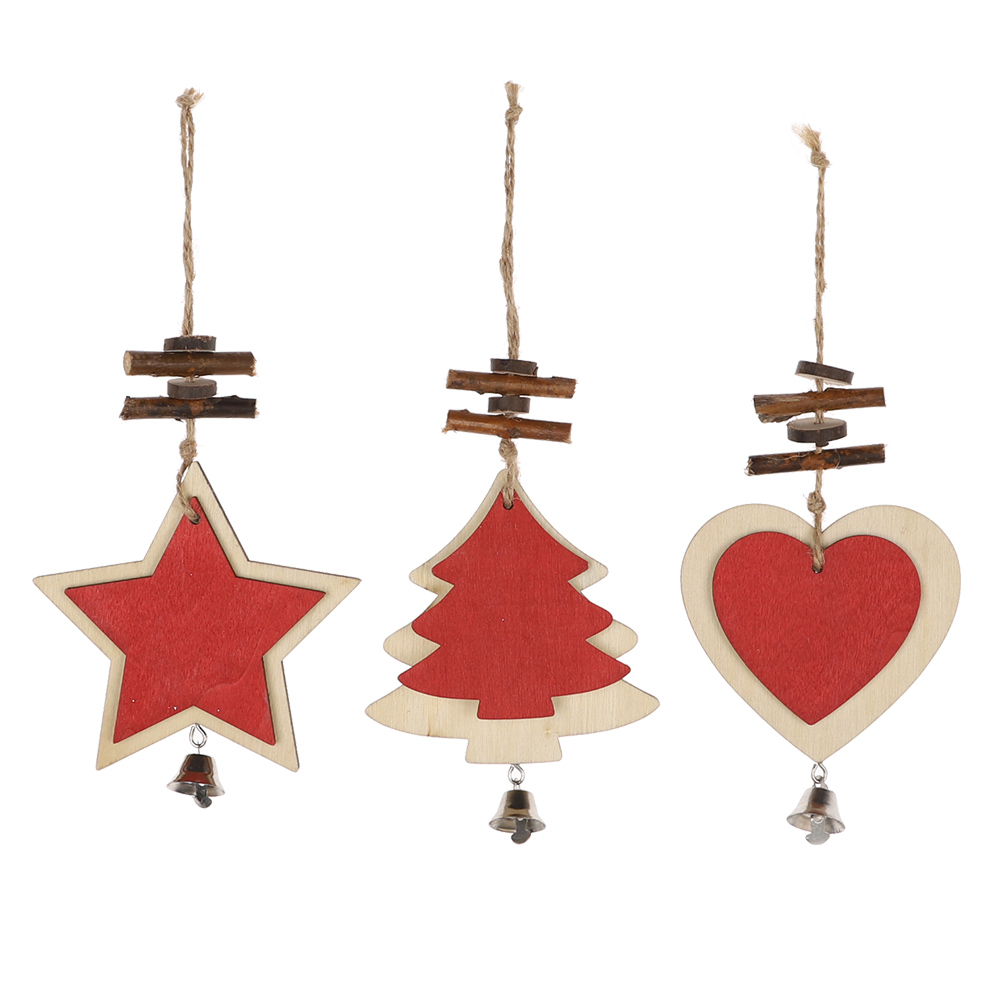 Chinesische Hersteller Weihnachtsbaum Dekor Ornamente Xmas Party Holz Herz hängen 1