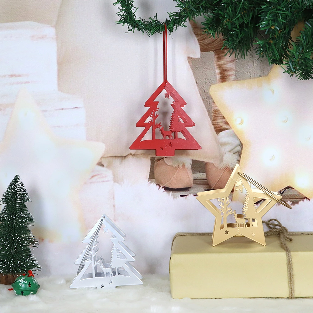 Creative Christmas tree star heart shape home decor candlestick metal candle holder 1