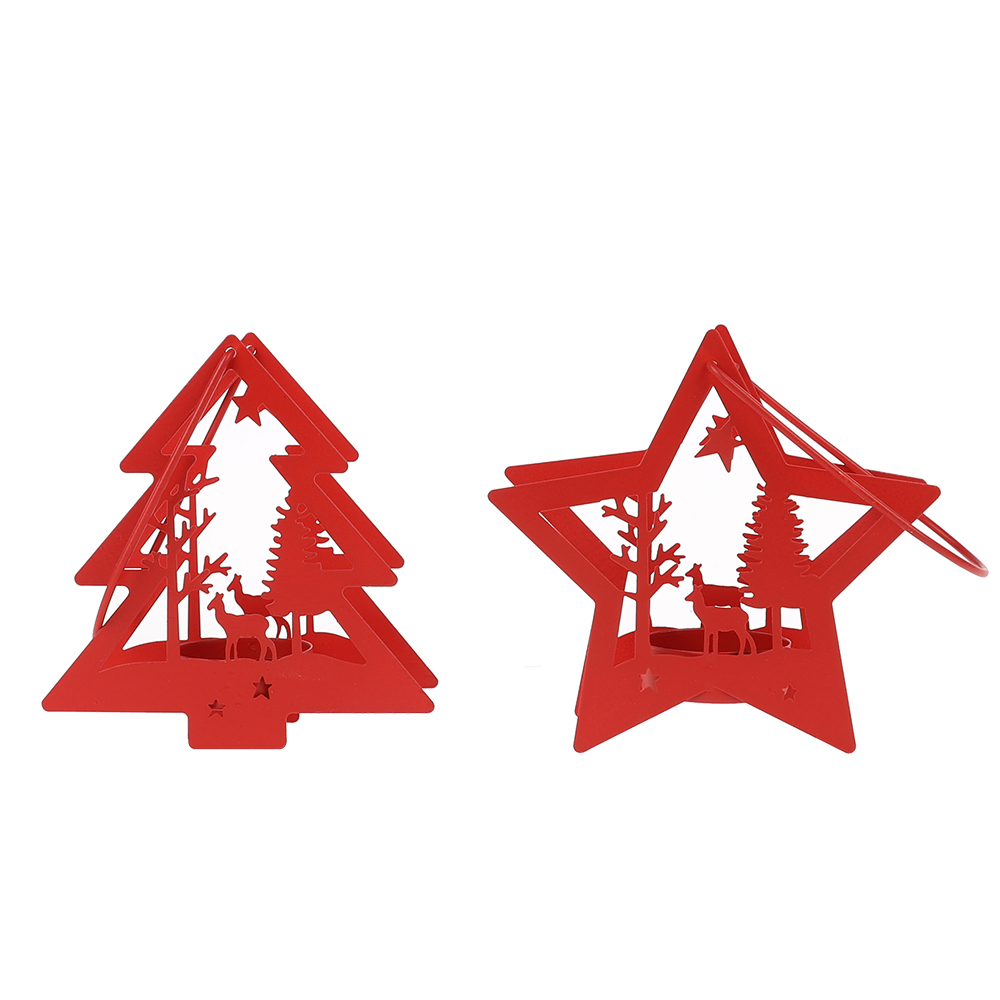 Kreativer Weihnachtsbaum-Stern in Herzform, Heimdekor, Kerzenständer aus Metall 3
