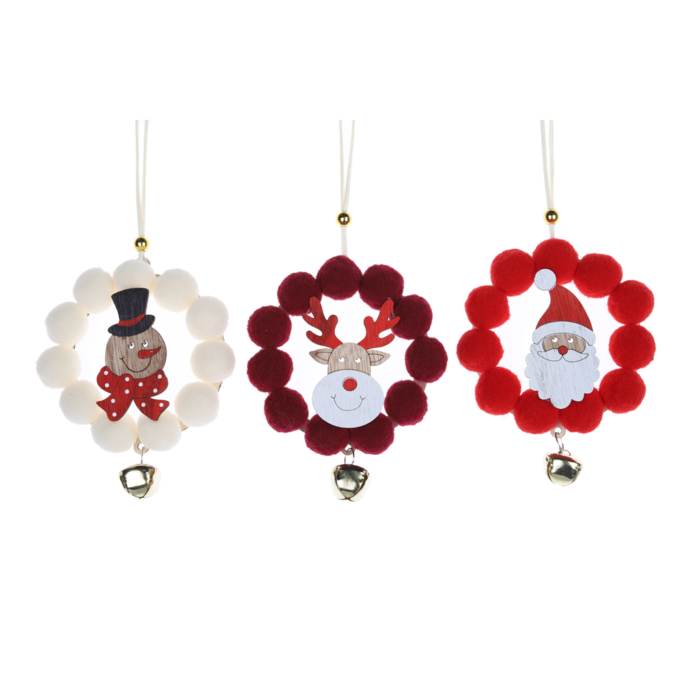 Adornos colgantes para árbol de Navidad con pompones y minicampanas a buen precio - Tangchen 6