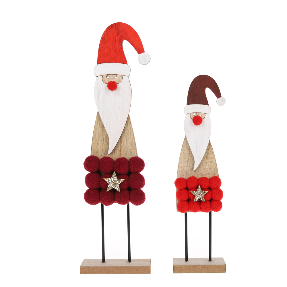 Maßgeschneiderte Weihnachts-Pom-Pom-Schneemann-Form aus Holz für den Heimtisch aus China 2