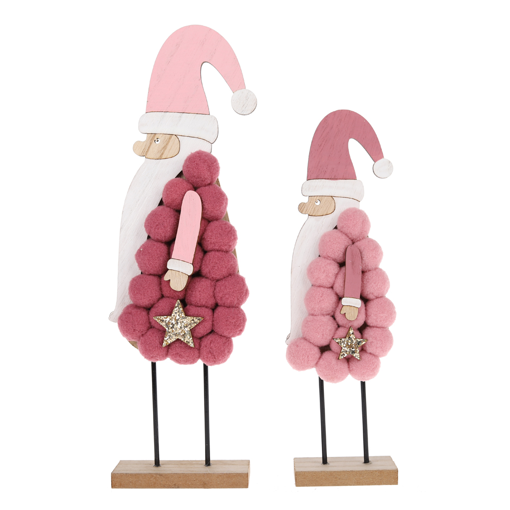 Maßgeschneiderte Weihnachts-Pom-Pom-Schneemann-Form aus Holz für den Heimtisch aus China 4