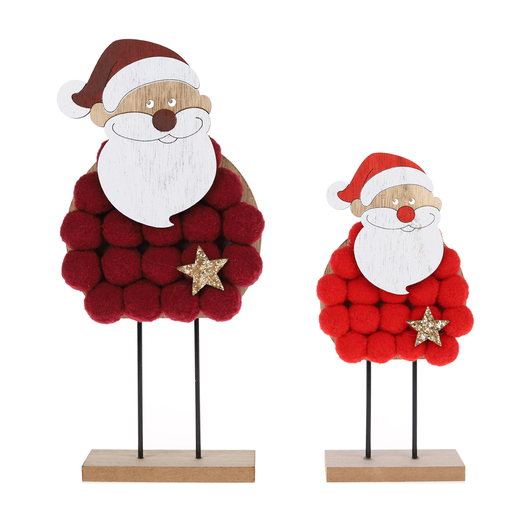Maßgeschneiderte Weihnachts-Pom-Pom-Schneemann-Form aus Holz für den Heimtisch aus China 6