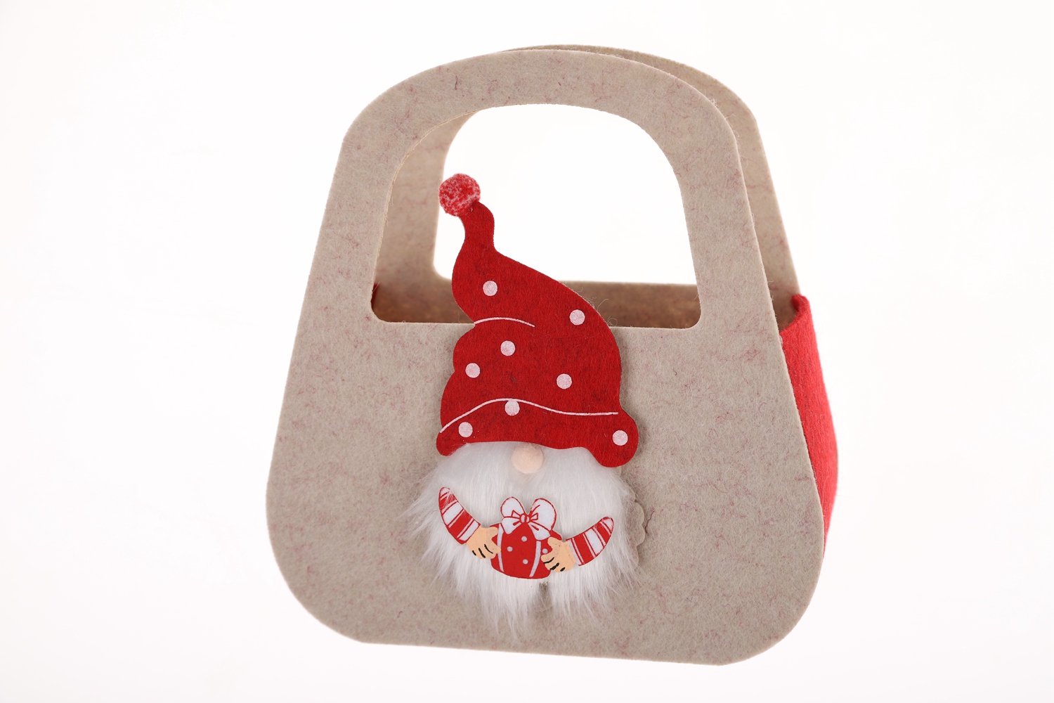 Bolsa de fieltro con diseño de gnomo navideño, bolsa de almacenamiento de gran capacidad, bolsa de regalo para niños 3