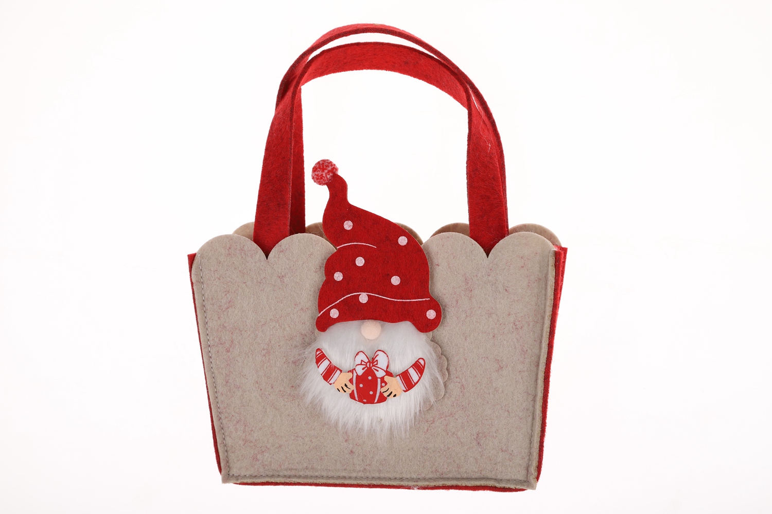 Bolsa de fieltro con diseño de gnomo navideño, bolsa de almacenamiento de gran capacidad, bolsa de regalo para niños 5