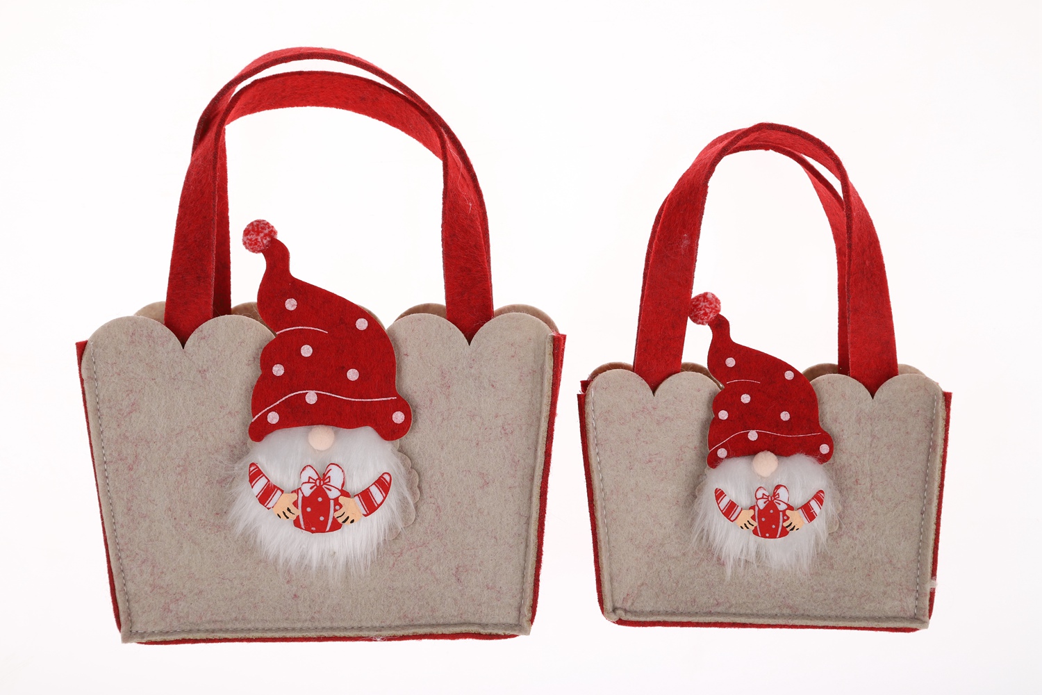 Bolsa de fieltro con diseño de gnomo navideño, bolsa de almacenamiento de gran capacidad, bolsa de regalo para niños 8
