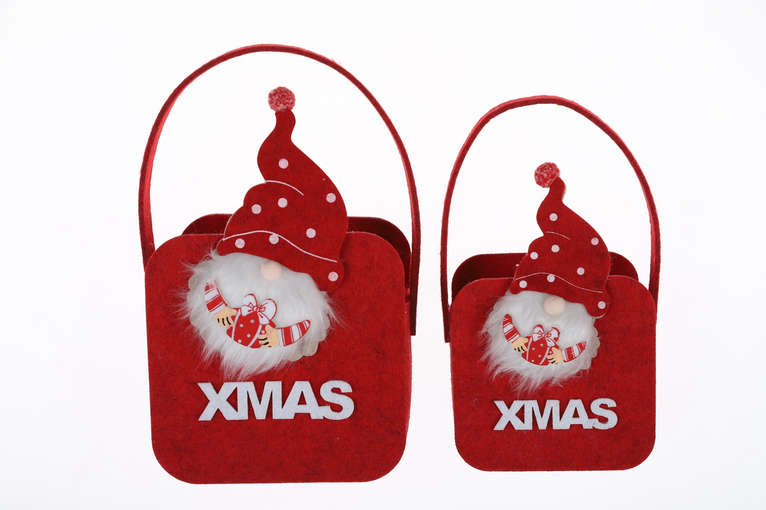 Manualidades navideñas, bolsas de alce, bolsas de Papá Noel, bolsas de fieltro de gran capacidad, decoraciones para fiestas de invierno 4