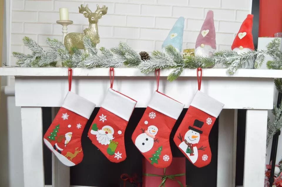 Decoración navideña al por mayor para chimenea, colgante de pared de invierno, de fieltro, para Navidad. 2