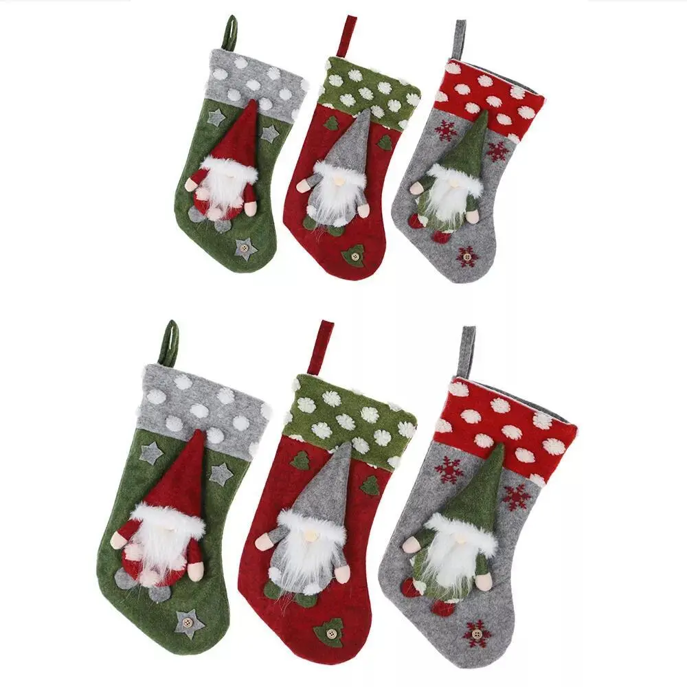 New Arrival Christmas Gnome Socks Faceless Old Man Gift Bag Winter Fireplace Hanging 1