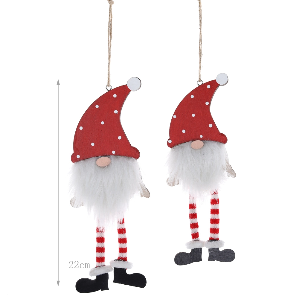 Christmas Wooden Tree Hanging Gonk Ornaments Set Swedish Gnome Hanging For Tree Ornament 1