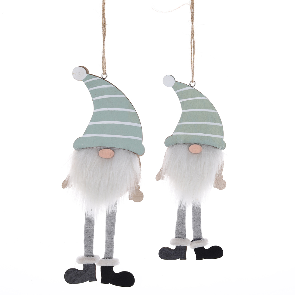 Juego de adornos colgantes de madera para árbol de Navidad, gnomo sueco para colgar en el árbol. 6