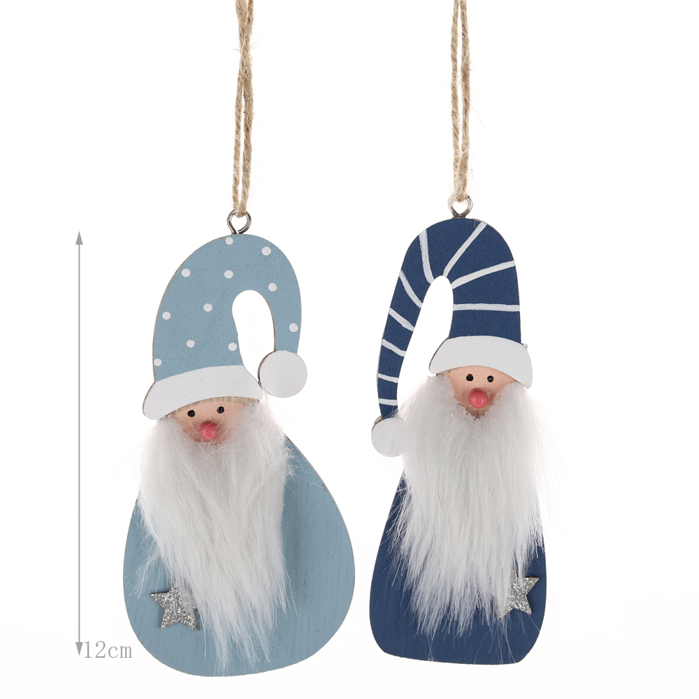 Juego de adornos colgantes de madera para árbol de Navidad, gnomo sueco para colgar en el árbol. 4
