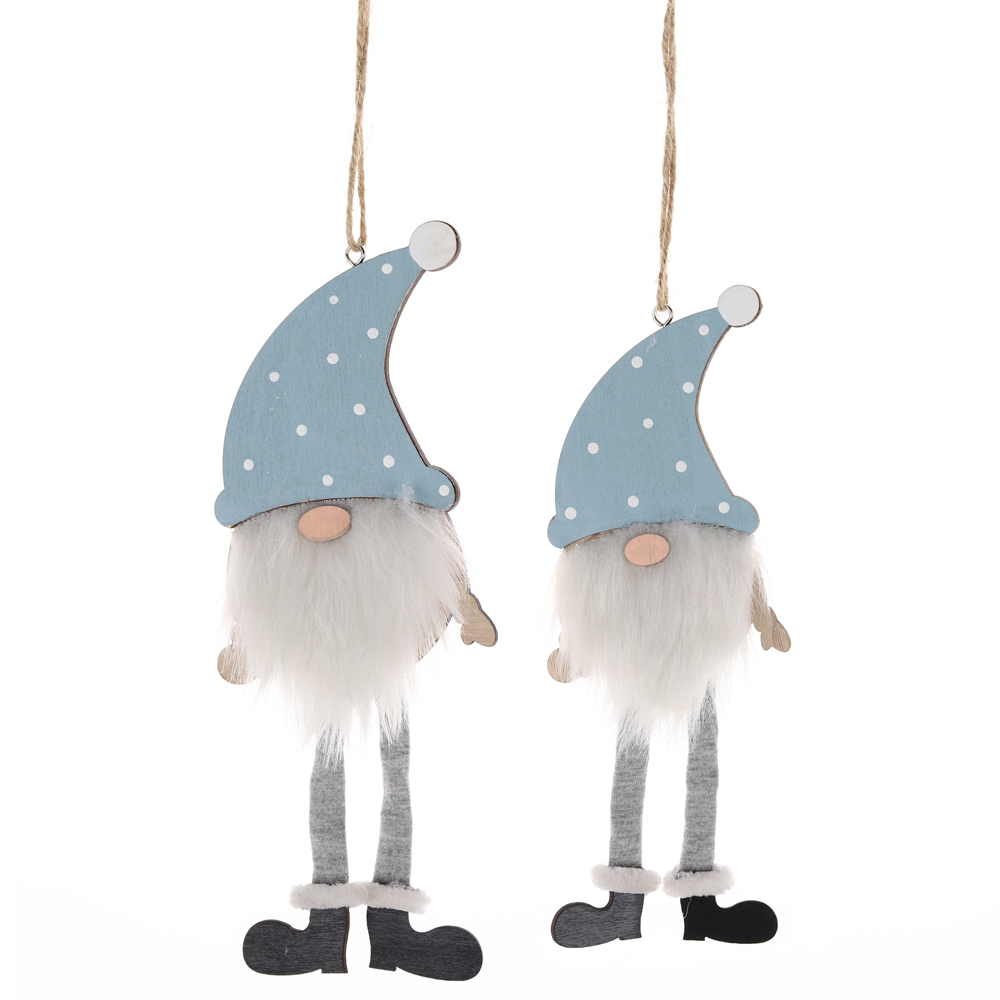 Juego de adornos colgantes de madera para árbol de Navidad, gnomo sueco para colgar en el árbol. 5