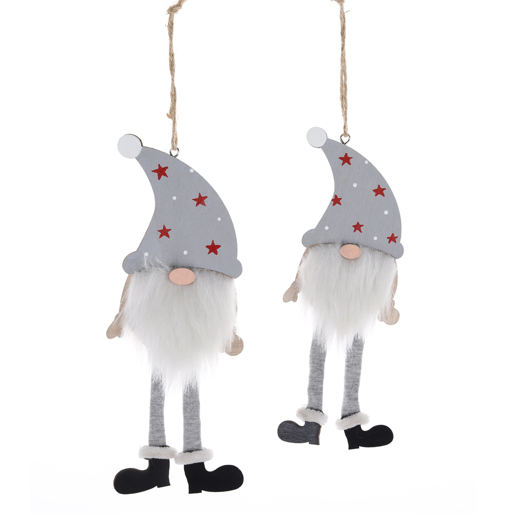 Juego de adornos colgantes de madera para árbol de Navidad, gnomo sueco para colgar en el árbol. 7