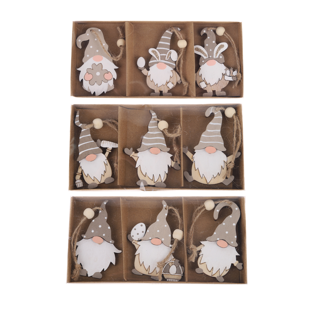 Juego de adornos colgantes de madera para árbol de Navidad, gnomo sueco, al mejor precio, venta al por mayor 2
