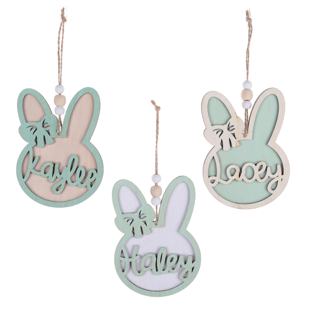 Colgantes de pared con diseño de conejito de peluche, regalos de Pascua para niños, decoraciones de fiesta, color personalizado 6