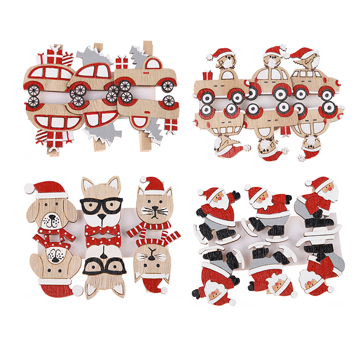 Großhandel DIY Clips Weihnachten Holz Clip WEIHNACHTEN Urlaub Mini Dekorative 3