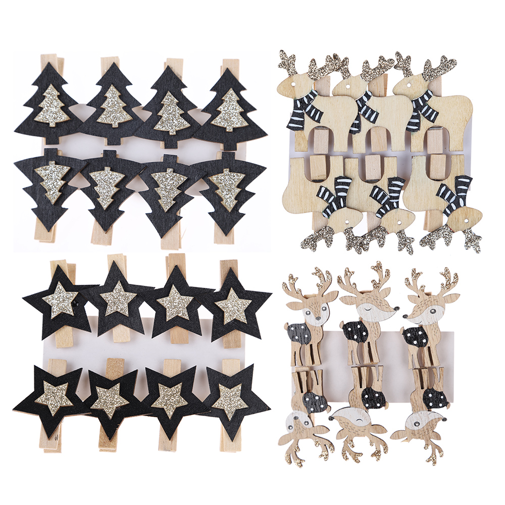 Großhandel DIY Clips Weihnachten Holz Clip WEIHNACHTEN Urlaub Mini Dekorative 5