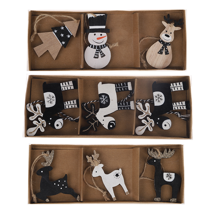 Juego de regalo navideño colgante de madera para decoración del hogar, adorno para árbol, venta al por mayor 5