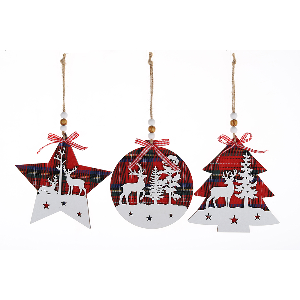 Großhandel Buffalo Plaid Weihnachtsdekoration Rot Schwarz Hängen 7