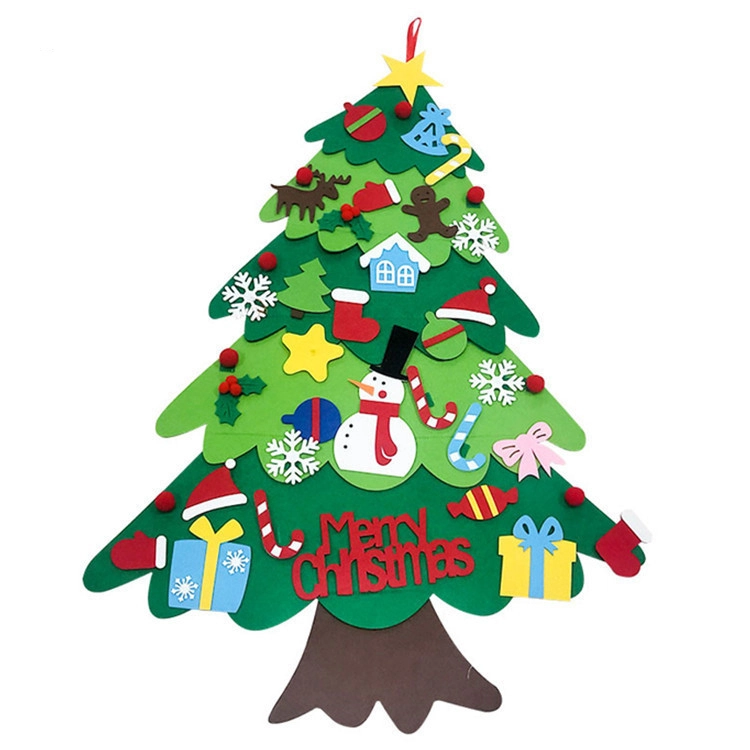 Regalos de Navidad para niños, Año Nuevo, puerta, pared, decoraciones colgantes, juego de árbol de Navidad de fieltro DIY 1
